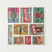 ヴィンテージ車サービスとガソリンスタンドヴィンテージメタル  タペストリー (正面(横))