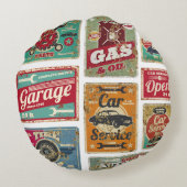 ヴィンテージ車サービスとガソリンスタンドヴィンテージメタル  ラウンドクッション (裏面)