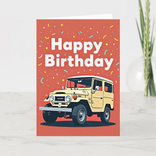 ヴィンテージ車両の誕生日カード カード (正面)
