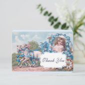 ヴィンテージ車内の少女が子羊に運転ありがとう サンキューカード (スタンド正面)