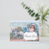 ヴィンテージ車内の少女が子羊に運転ありがとう ポストカード (スタンド正面)