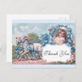 ヴィンテージ車内の少女が子羊に運転ありがとう ポストカード (正面/裏面)