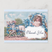 ヴィンテージ車内の少女が子羊に運転ありがとう ポストカード (正面)