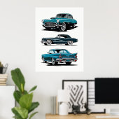 ヴィンテージ車3台。 ポスター (ホームオフィス)