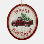 ヴィンテージ車 |刺しゅうフープのクリスマス セラミックオーナメント (左)