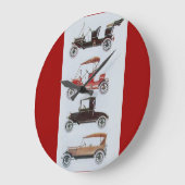 ヴィンテージ車、白黒赤 ラージ壁時計 (傾斜)