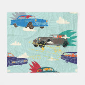 ヴィンテージ車：空の雲パターン フリースブランケット (正面(横))