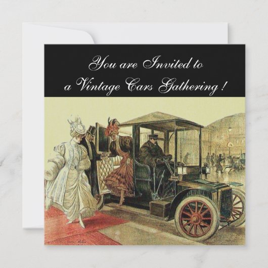 ヴィンテージ車、自動復元2、赤い黄色の灰色 招待状 (正面)