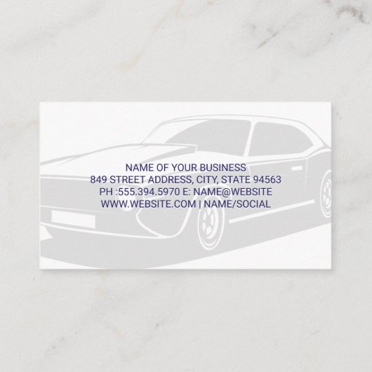 ヴィンテージ車 | 車修理ロゴ 名刺 (裏面)