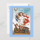 ヴィンテージ軍のポスターとレディ・リバティTシャツ ポストカード (正面/裏面)