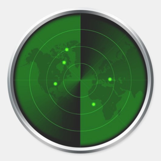 ヴィンテージ軍レーダー世界地図検出軍隊 ラウンドシール (正面)