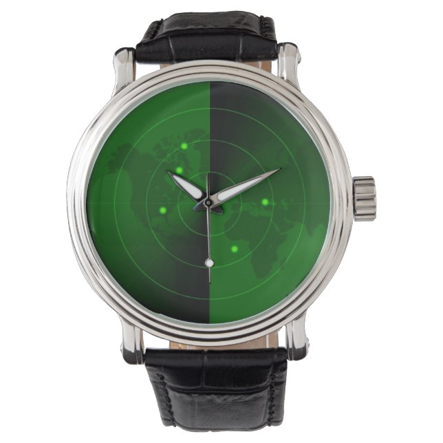 ヴィンテージ軍レーダー世界地図検出軍隊 腕時計 (正面)