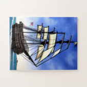 ヴィンテージ軍艦(白帆つき) ジグソーパズル (横)