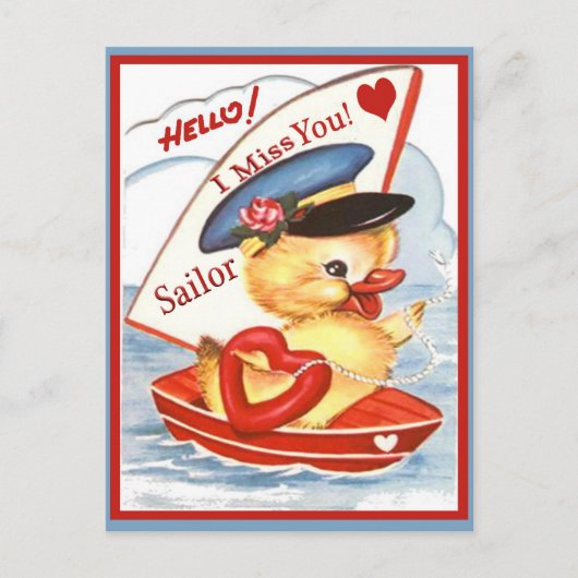 ヴィンテージ軍隊こんにちは！君恋しく思船水夫はがき ポストカード (正面)