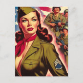 ヴィンテージ軍隊のピンアップ ポストカード (正面)