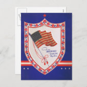 ヴィンテージ軍隊バレンタイン シーズンポストカード (正面/裏面)