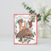 ヴィンテージ軍隊メリークリスマスソルジャーハガキ シーズンポストカード (スタンド正面)