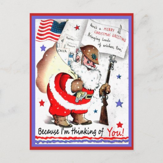 ヴィンテージ軍隊メリークリスマスハガキ シーズンポストカード (正面)