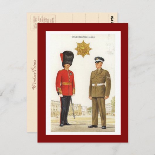 ヴィンテージ軍隊ユニフォーム、Coldstream Guards ポストカード (正面/裏面)