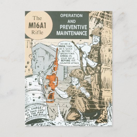 ヴィンテージ軍隊ライフル整備 ポストカード (正面)
