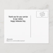 ヴィンテージ軍隊写真ありがとう退役軍人はがき ポストカード (裏面)