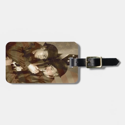 ヴィンテージ軍隊愛国的な写真 – ラゲージタグ (正面横)