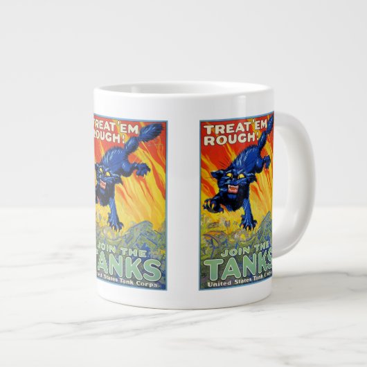 ヴィンテージ軍隊戦争の野良猫を使った募集 ジャンボコーヒーマグカップ (正面右)