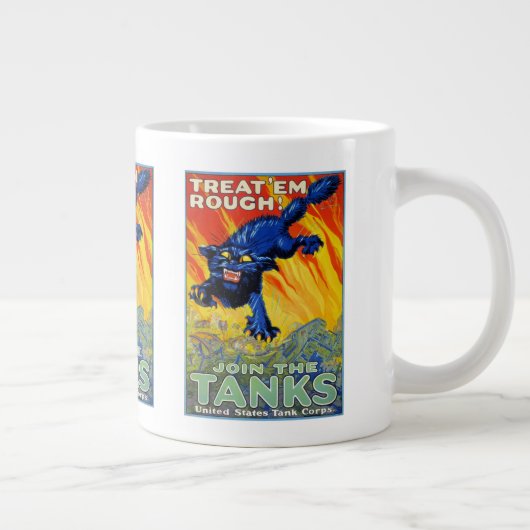 ヴィンテージ軍隊戦争の野良猫を使った募集 ジャンボコーヒーマグカップ (右)