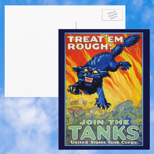 ヴィンテージ軍隊戦争の野良猫を使った募集 ポストカード