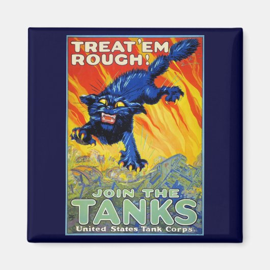 ヴィンテージ軍隊戦争の野良猫を使った募集 マグネット (正面)