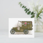 ヴィンテージ軍隊救急車はがき ポストカード (スタンド正面)