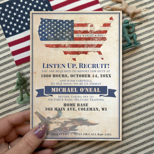 ヴィンテージ軍隊旗空軍行遠くにパーティー 招待状
