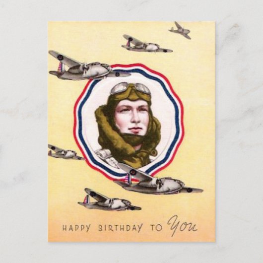 ヴィンテージ軍隊空力誕生日葉書 ポストカード (正面)