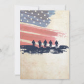 ヴィンテージ軍隊米国旗の兵士が行く遠くにパーティー 招待状 (裏面)