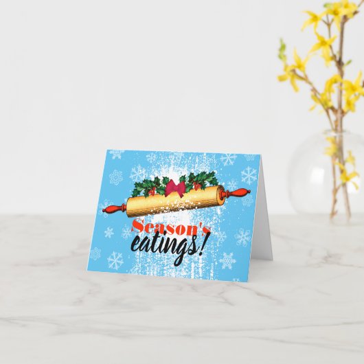 ヴィンテージ転がのピンベーキングパーソナライズされたクリスマス カード (黄色い花)