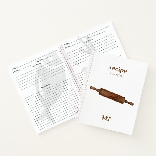 ヴィンテージ転がズピンレシピクックブックモノグラム ノートブック (内部)