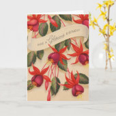 ヴィンテージ輝くハッピーバースデーの花 カード (黄色い花)