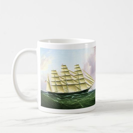 ヴィンテージ輸送アンティーククリッパー船 コーヒーマグカップ (左)