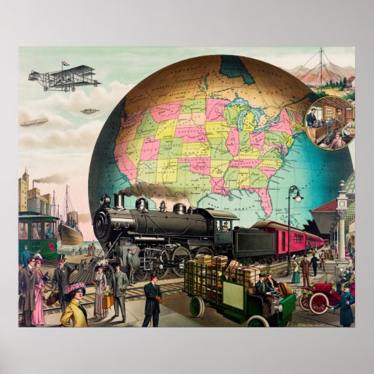 ヴィンテージ輸送イラストレーション ポスター (正面)