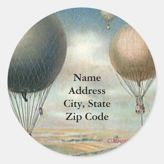 ヴィンテージ輸送熱気球、飛行船 ラウンドシール (正面)