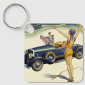 ヴィンテージ輸送用コンバーチブルカーオンビーチ キーホルダー (正面)