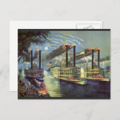 ヴィンテージ輸送船スチームボート ポストカード (正面/裏面)