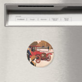 ヴィンテージ輸送赤アンティーク自動車 マグネット (インサイチュ (食洗機))