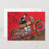 ヴィンテージ輸送、アンティークオートバイライダー ポストカード (正面/裏面)