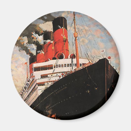 ヴィンテージ輸送、クルーズシップ港タグボート マグネット (正面)