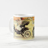 ヴィンテージ輸送、コンバーチブルカーの女性 コーヒーマグカップ (正面左)