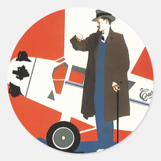 ヴィンテージ輸送、プロペラ飛行機及びパイロット ラウンドシール (正面)