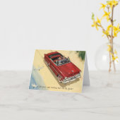 ヴィンテージ輸送、レッドコンバーチブルカービーチ カード (黄色い花)