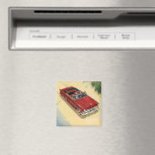 ヴィンテージ輸送、レッドコンバーチブルカービーチ マグネット (インサイチュ (食洗機))