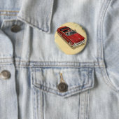 ヴィンテージ輸送、レッドコンバーチブルカービーチ 缶バッジ (インサイチュ)